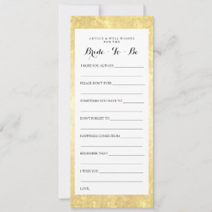 Bridal Shower Advice Card Gold Foil Stars Confetti
