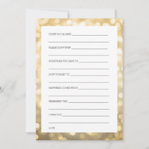Bridal Shower Advice Cards Gold Glitter Lights