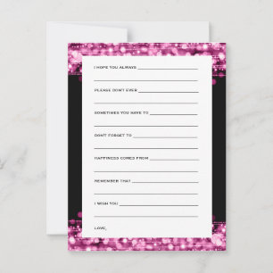 Bridal Shower Advice Cards Party Sparkles Pink