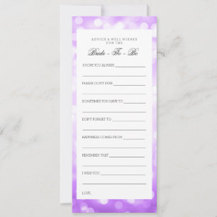 Bridal Shower Advice Cards Purple Glitter Lights