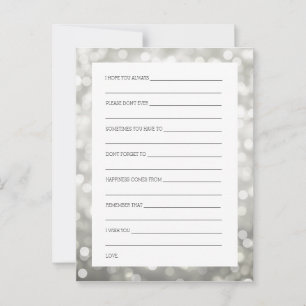 Bridal Shower Advice Cards Silver Glitter Lights