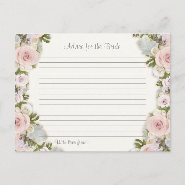 Bridal Shower Advice for Bride Rose Pretty Floral (Front)