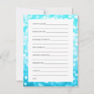 Bridal Shower Advice Turquoise Glitter Lights Card