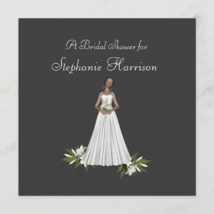 "Bridal Shower" African-Amer Bride [2b] Lily White Invitation