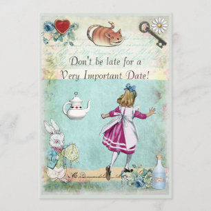 Bridal Shower Alice in Wonderland Don't Be Late Invitation