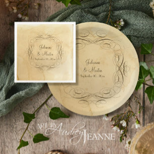 Bridal Shower Antique Vintage Calligraphy Swirls Napkin