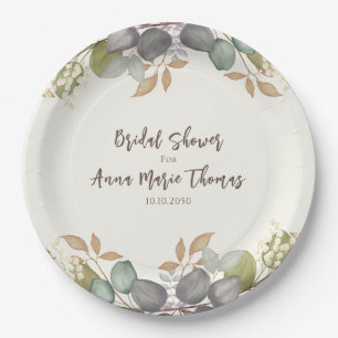 Bridal Shower Autumn Leaves Wedding Foliage Paper Plate