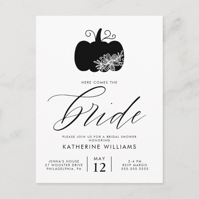 BRIDAL SHOWER | Autumn Pumpkin Postcard (Front)
