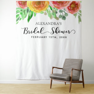 Bridal Shower Backdrop -Floral Elegant Photo Booth Tapestry