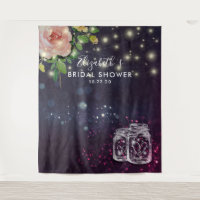 Bridal Shower Backdrop Floral Mason Jar Lights