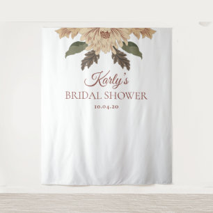Bridal Shower Backdrop Modern Floral Motif Tapestry
