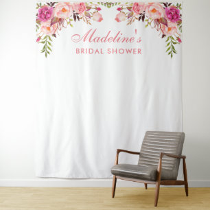 Bridal Shower Backdrop   Photo Booth Prop Pink Tapestry