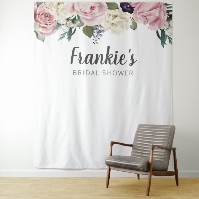 Bridal Shower Backdrop - Photo Booth Wedding Tapestry (In Situ)