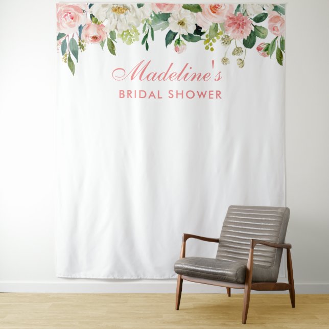 Bridal Shower Backdrop Pink | Photo Booth Prop Tapestry (In Situ)