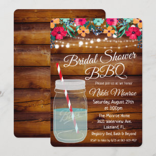 Bridal Shower BBQ Mason Jar Invitation