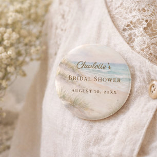 Bridal Shower beach coastal elegant 6 Cm Round Badge