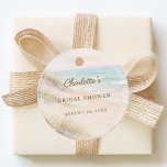 Bridal Shower beach coastal elegant DIY Favour Tags<br><div class="desc">Add a beautiful finishing touch to your celebration with this elegant beach bridal shower favour tag. Featuring a soft coastal scene with sandy dunes, gentle ocean waves, and refined typography, this round tag is perfect for seaside-inspired bridal showers, summer celebrations, and destination pre-wedding events. The delicate double-line detail adds a...</div>