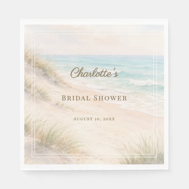 Bridal Shower beach coastal elegant luncheon Napkin (Front)