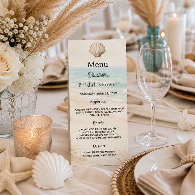 Bridal Shower beach party menu card (Creator Uploaded)