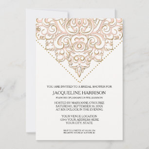 Bridal Shower Beautiful Lace Look Damask Wedding Invitation