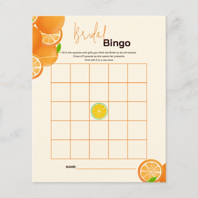 Bridal Shower Bingo Game (Front)