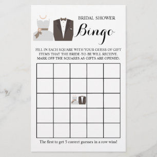 Bridal Shower Bingo Game Card