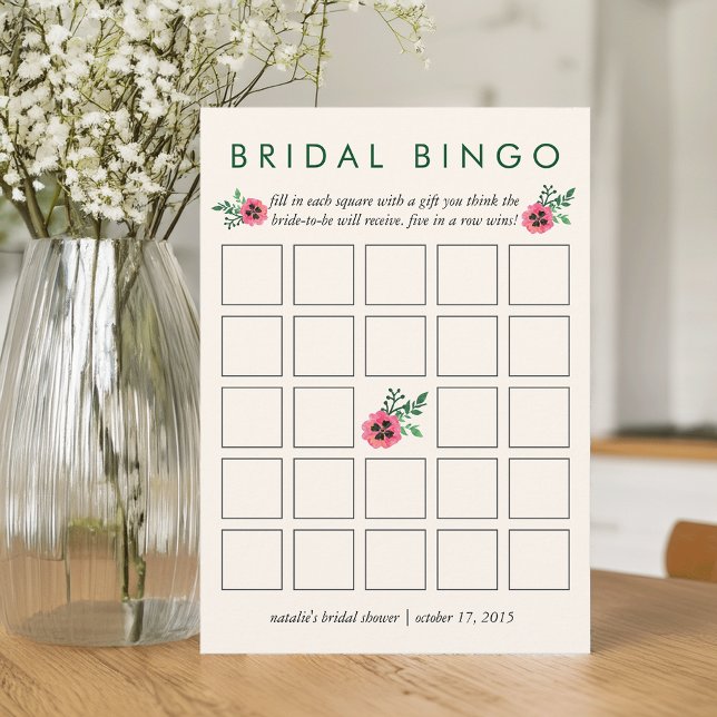 Bridal Shower Bingo Game Card | Pink Floral (Creator Uploaded)