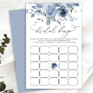 Bridal Shower Bingo Game Dusty Blue Floral