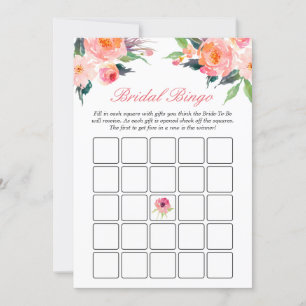 Bridal Shower Bingo Game Modern Watercolor Floral