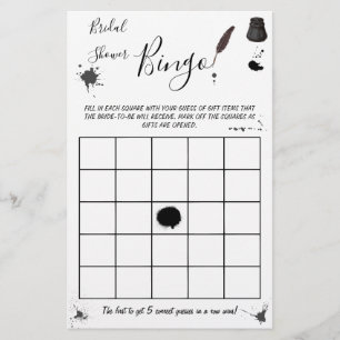 Bridal Shower Bingo   Pen & Inkwell Game Card