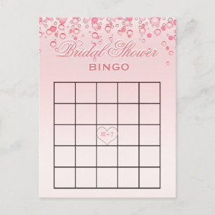 Bridal Shower Bingo   Pink Blush Invitation Postcard