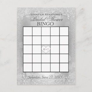 Bridal Shower Bingo   Silver Elegance Invitation Postcard