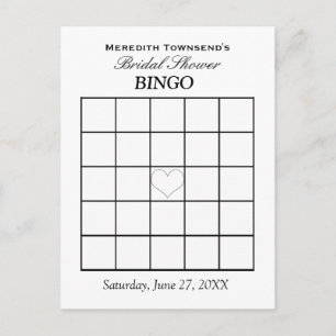 Bridal Shower Bingo Typography Simple Plain Invitation Postcard