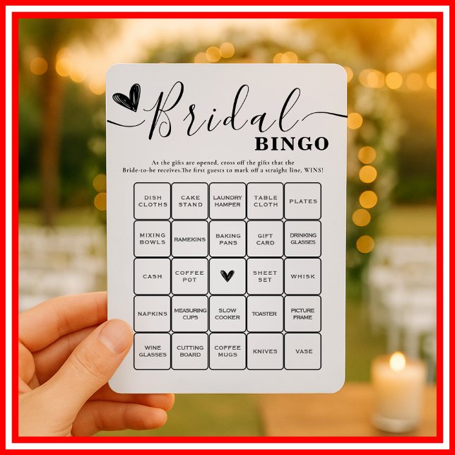 Bridal Shower Bingo Wedding Elegant Calligraphy Invitation (Creator Uploaded)