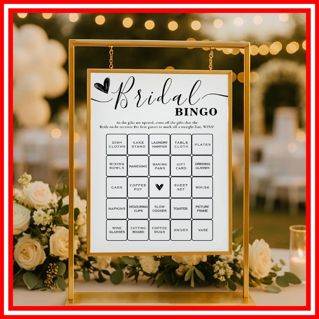 Bridal Shower Bingo Wedding Elegant Calligraphy Poster (Creator Uploaded)