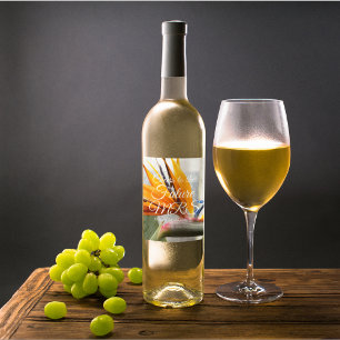 Bridal Shower Bird of Paradise Plant Floral Wine Label
