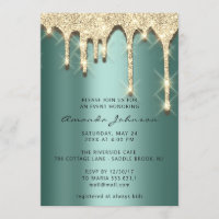 Bridal Shower Birthday 16th Gold 3D Green