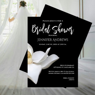 Bridal Shower Black and White Magnolia Elegant  Invitation