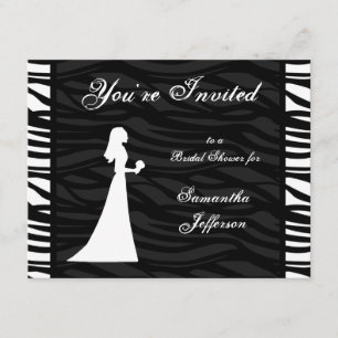 Bridal Shower, Black and White Zebra Stripes Invitation