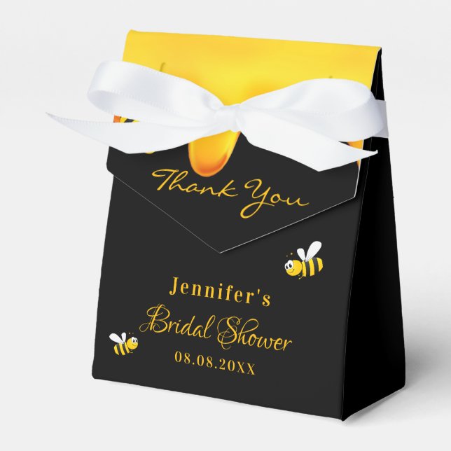 Bridal Shower black bumble bees honey thank you  Favour Box (Front Side)