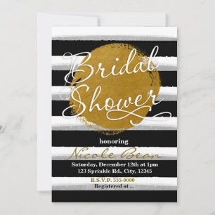BRIDAL SHOWER Black Gold Watercolor Invitation