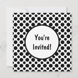 Bridal Shower Black Polka Dots on White Invitation