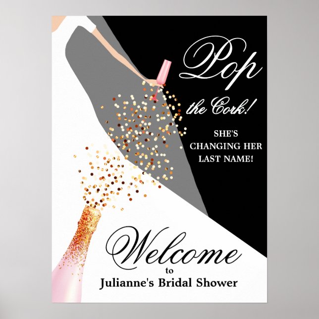 Bridal Shower Black Welcome Poster (Front)