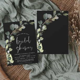 Bridal Shower Black White Greenery Eucalyptus Invitation