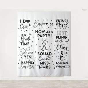 Bridal Shower blacktext photobooth Backdrop banner Tapestry