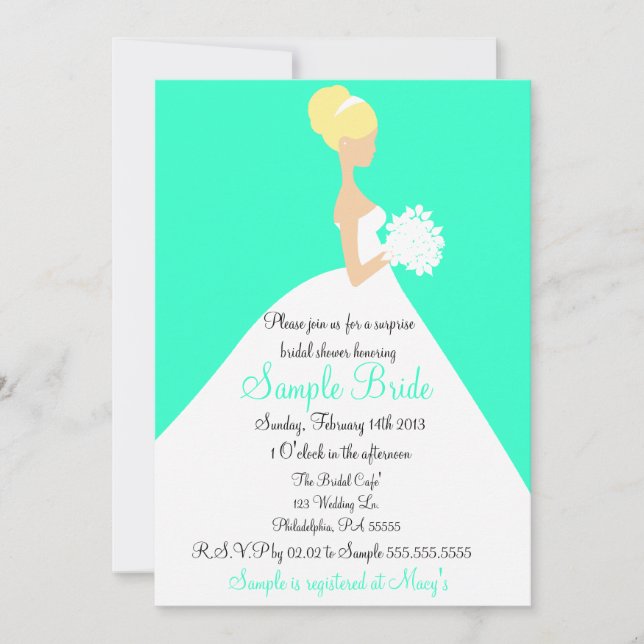 Bridal Shower Blonde Bride Invitation (Front)