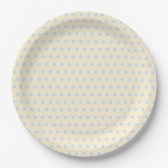 Bridal Shower Blue Dots Pattern Paper Plate (Front)