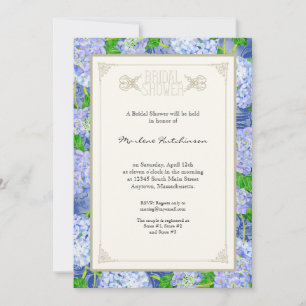Bridal Shower Blue Hydrangea Lace Floral Formal Invitation
