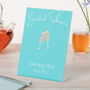 BRIDAL SHOWER BLUE PEDESTAL SIGN