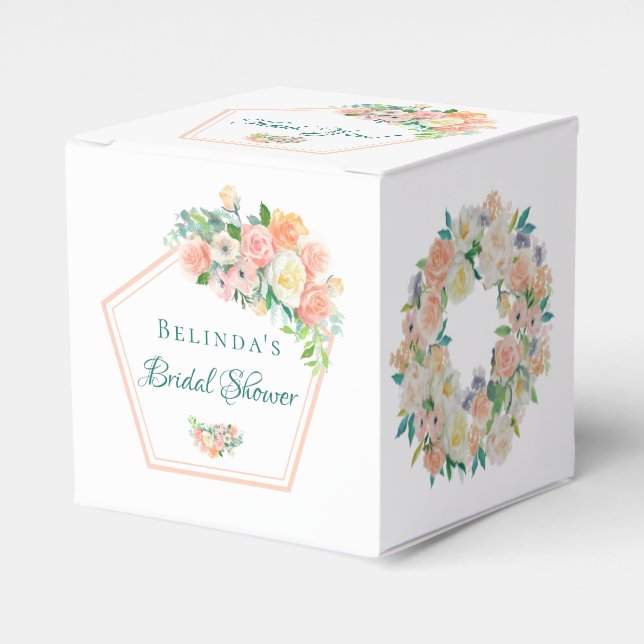Bridal Shower blush pink floral geometric Favour Box (Front Side)